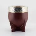 Mate Imperial de cuero liso calabaza con virola y fleje de alpaca