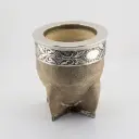 Mate Imperial de cuero crudo calabaza con virola y doble fleje de alpaca (pie y cuello)