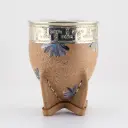 art. m042 Mate Imperial de cuero liso pintado calabaza con virola y fleje de alpaca