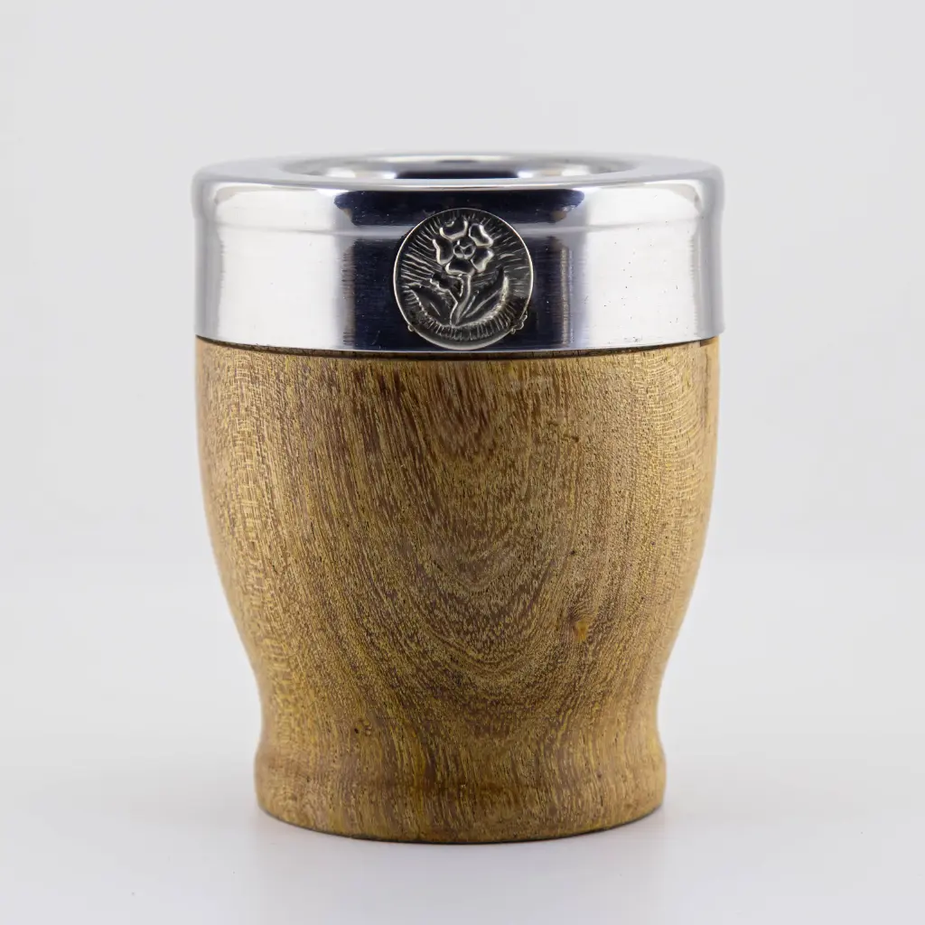 Mate Imperial de algarrobo con virola y fleje de acero inoxidable con dije