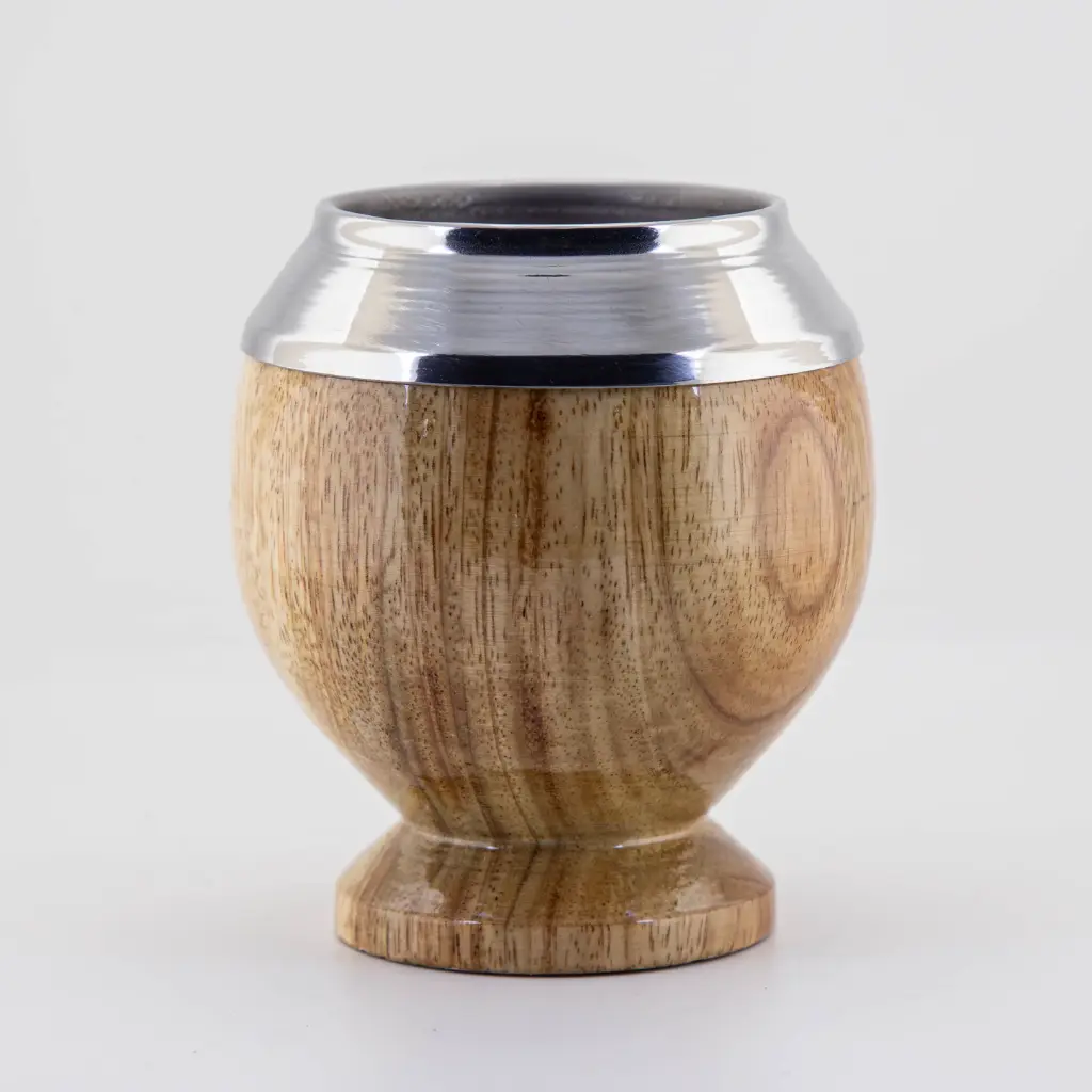 art. m080 Mate torpedo de lapacho con virola y fleje de acero inoxidable