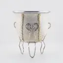 Mate de calabaza de cuero crudo cocido con tiento y base de metal