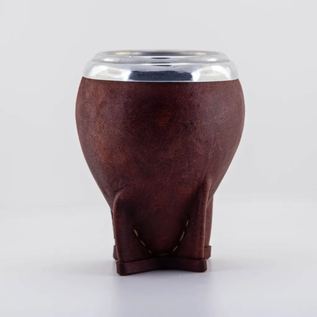 Mate torpedo forrado en eco cuero con virola de alumnio