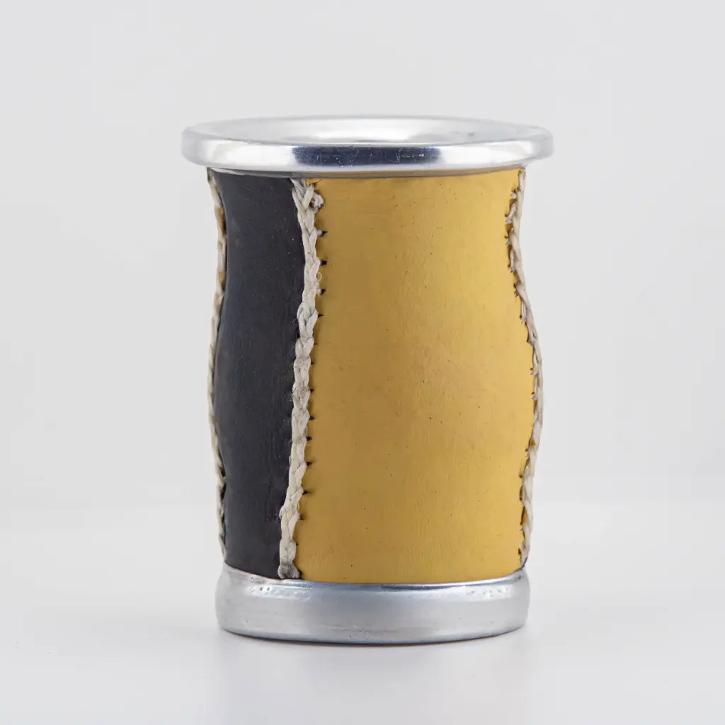 Mate calabaza forrado en eco cuero con doble virola de aluminio