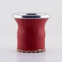 Mate de vidrio forrado en cuero con virola de aluminio