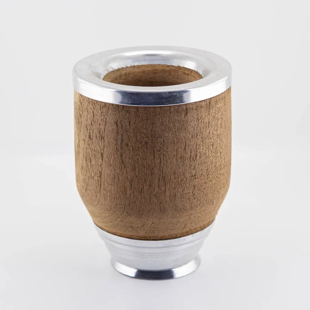 Mate de algarrobo con base y virola de aluminio