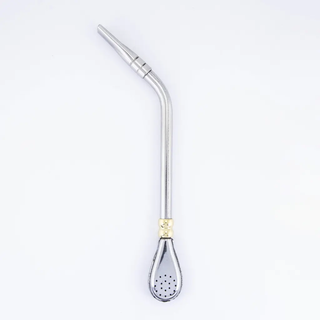 art. 955 Bombilla Malón Acero Inoxidable caño largo redondo con refuerzo de bronce y pico reforzado