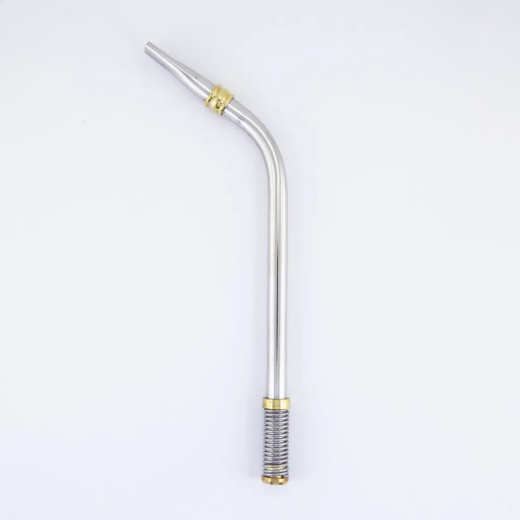 art. 940 Bombilla Malón Acero Inoxidable caño largo redondo con resorte y virola de bronce y pico de loro