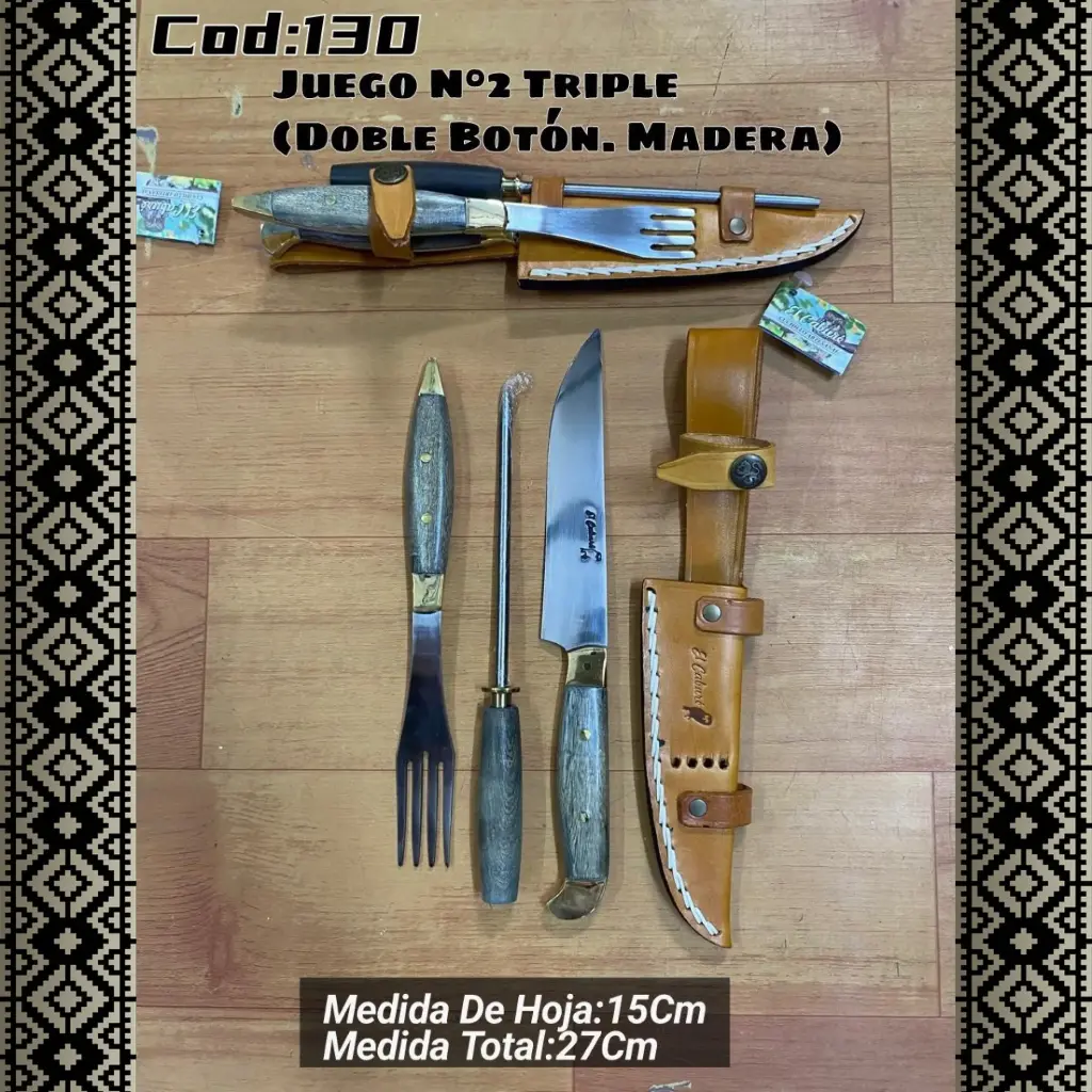 [c130] Juego N°2 Triple (Doble Botón, Madera)