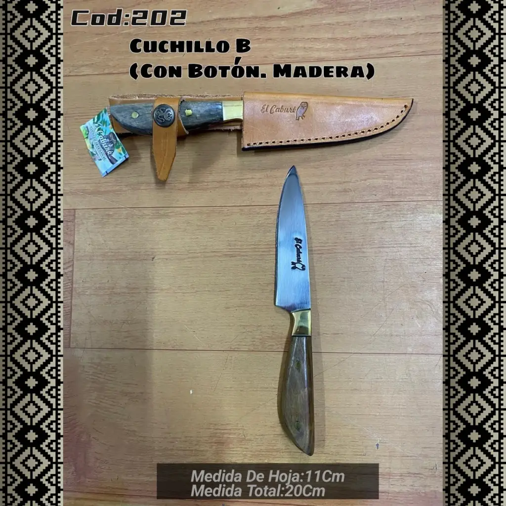 [c202] Cuchillo B (Con Botón, Madera)