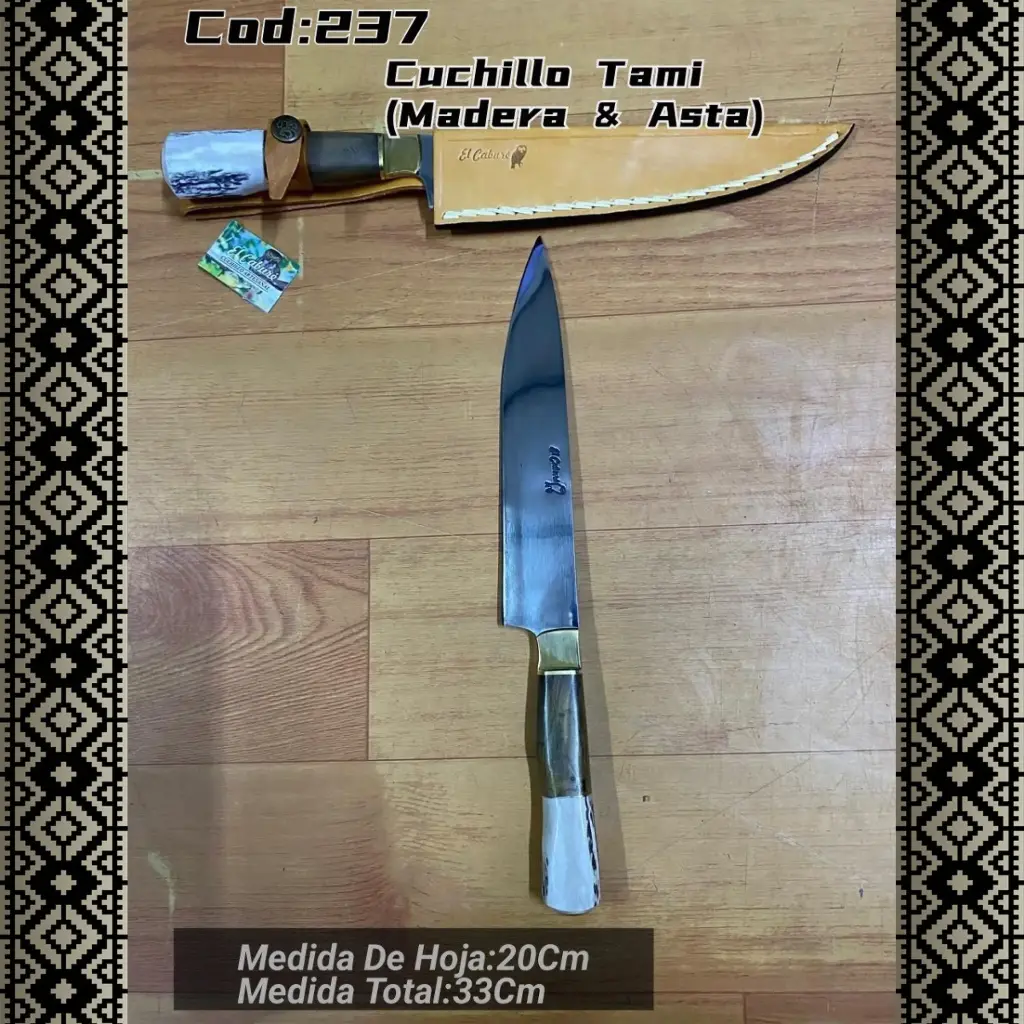 [c237] Cuchillo Tami (Con Botón. Madera y Asta)
