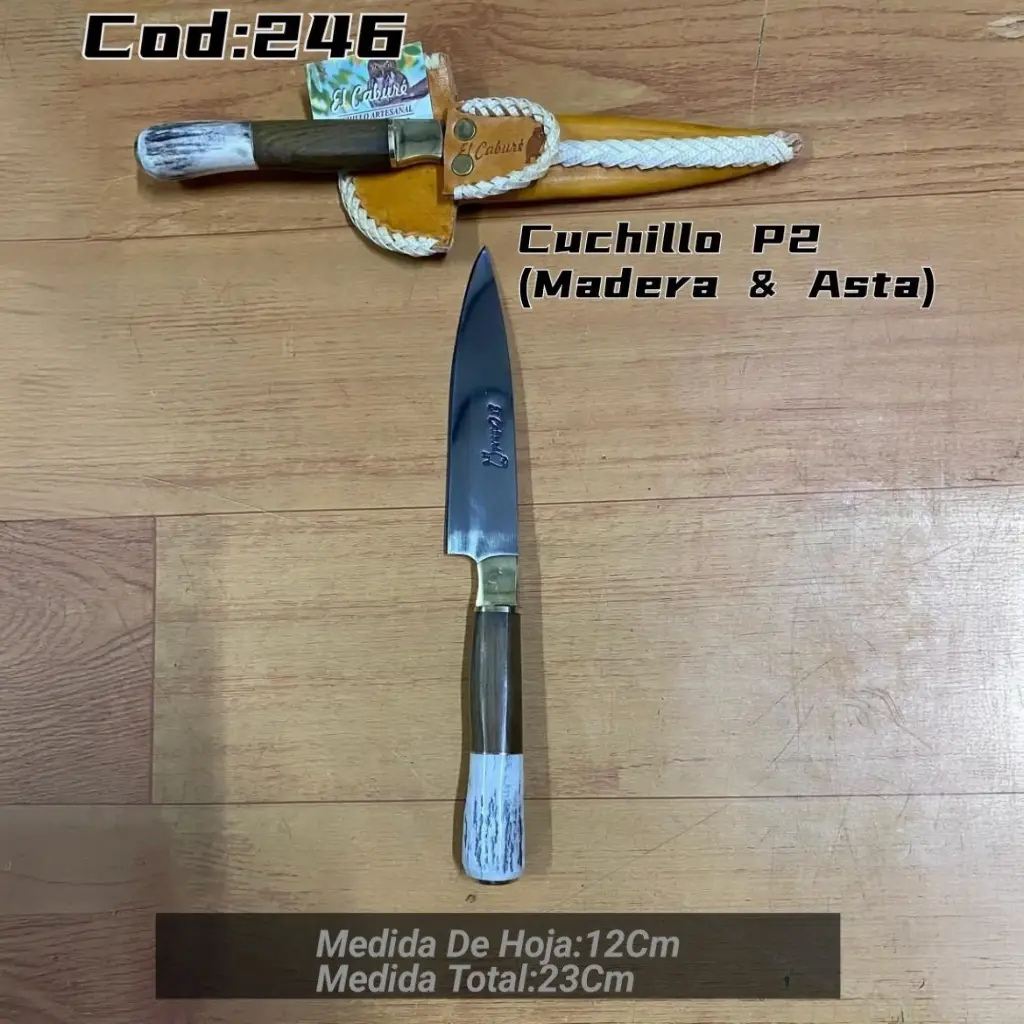 [c246] Cuchillo P2 (Con Botón. Madera y Asta)