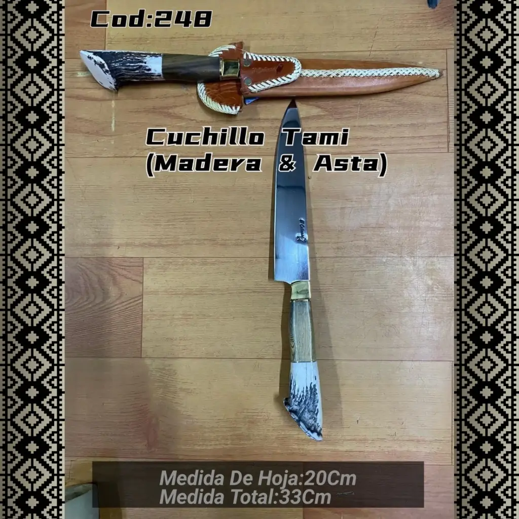 [c248] Cuchillo Tami (Con Botón. Madera y Asta)