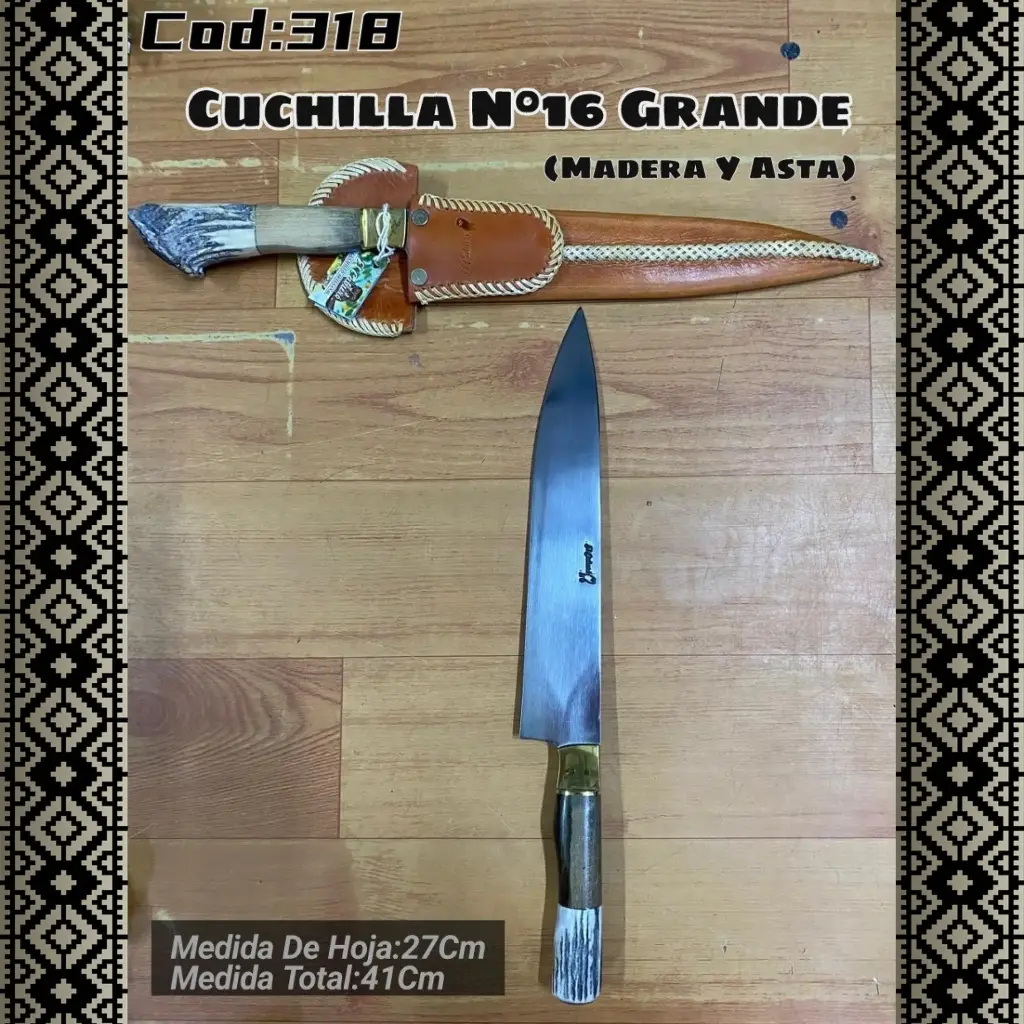 Cuchilla N°16 Grande (Madera y Asta)