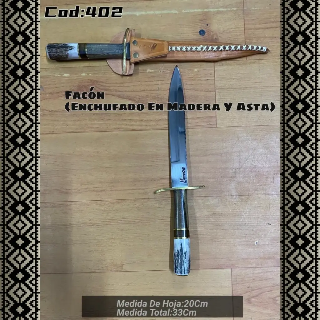 [c402] Facón Enchufado (Madera y Asta)