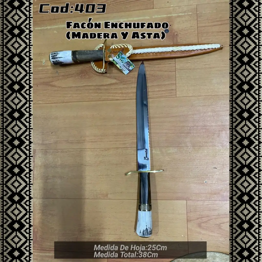 [c403] Facón Enchufado (Madera y Asta)
