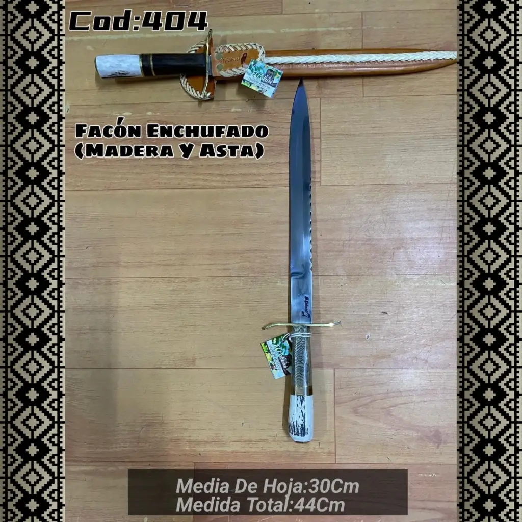 [c404] Facón Enchufado (Madera y Asta)