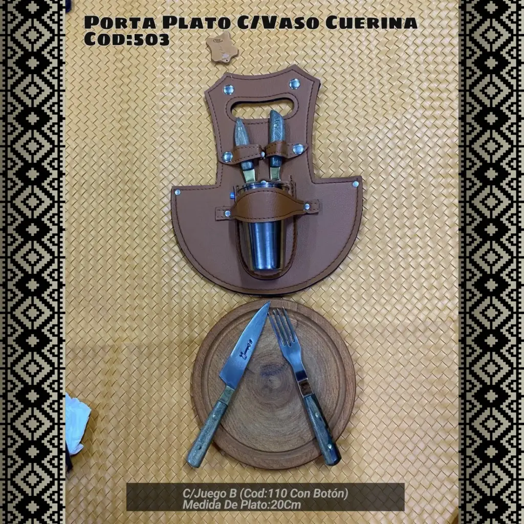 [c503] Porta Plato y Vaso con Juego B (Con Botón)