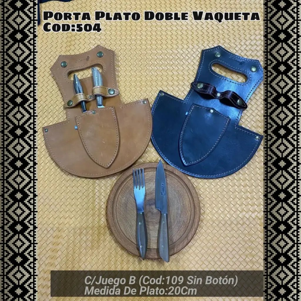 Porta Plato Doble Vaqueta con Juego B