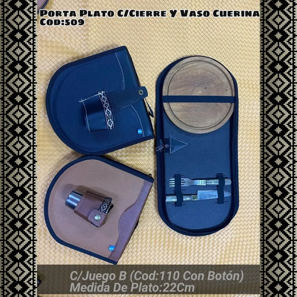 Porta Plato con Cierre y Vaso con Juego B (con Botón)