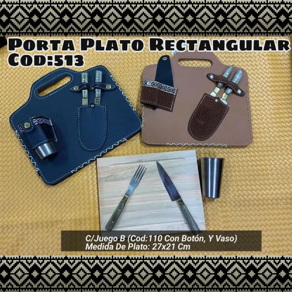 [c513] Porta Plato Rectangular con Juego B (con Botón)