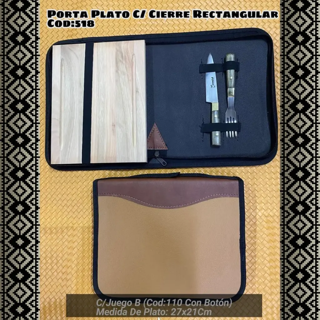 Porta Plato con Cierre Rectangular con Juego B (con Botón)