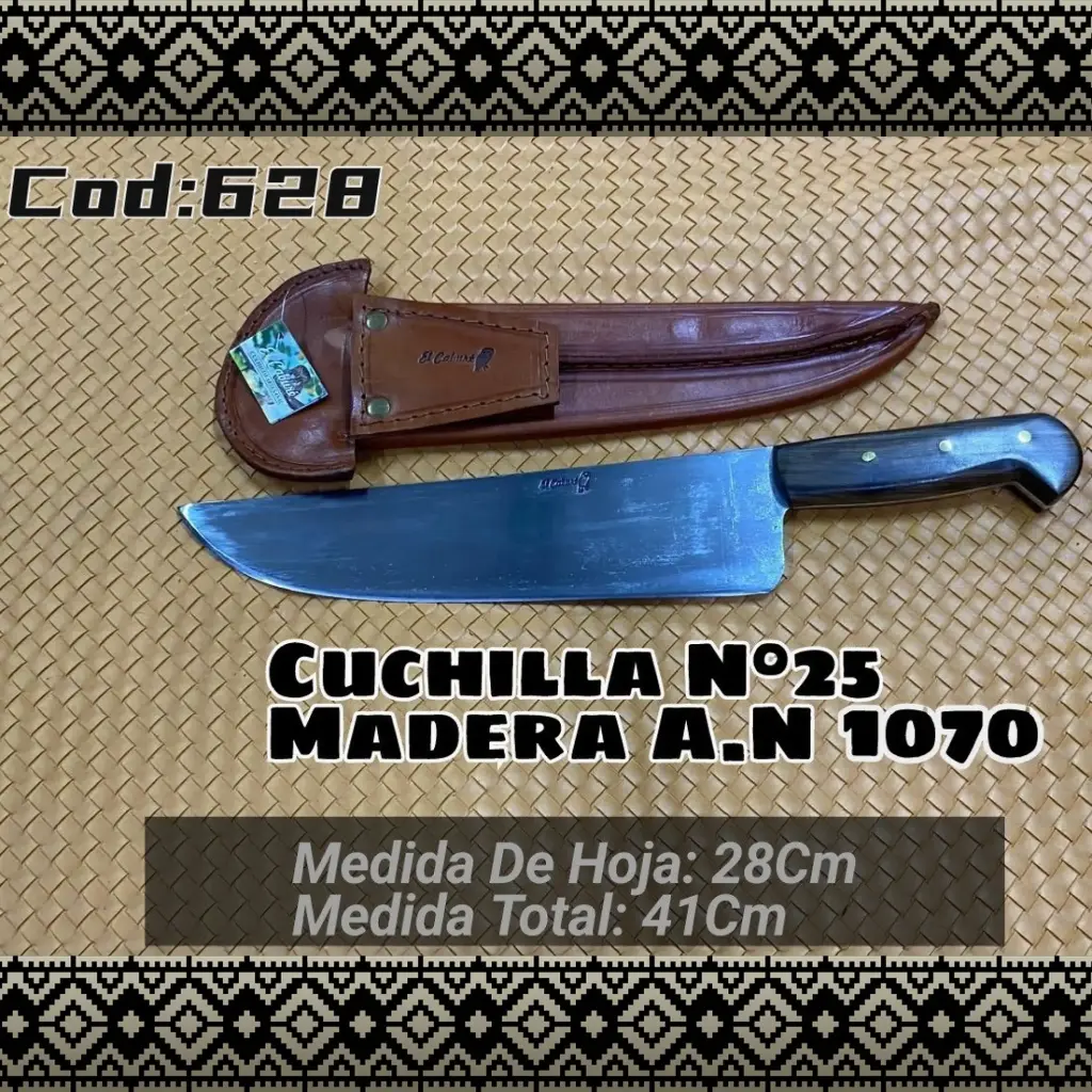 [c628] Cuchilla N°25 Acero Negro (Madera)