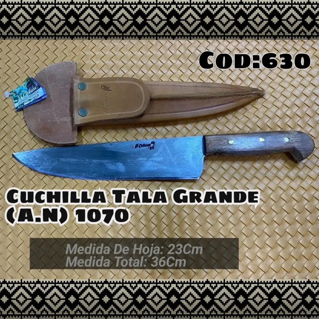 [c630] Cuchilla Tala Grande Acero Negro (Madera)