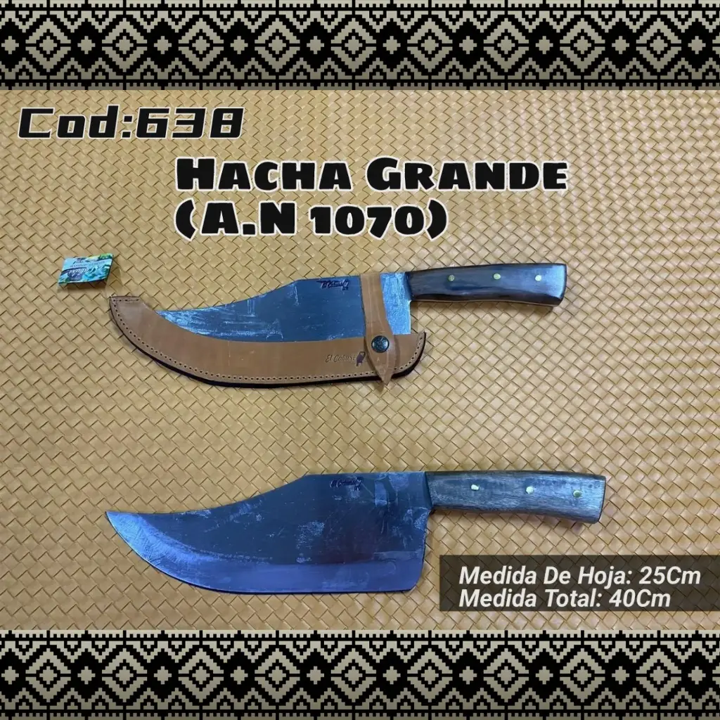 [c638] Hacha Grande Acero Negro (Madera)
