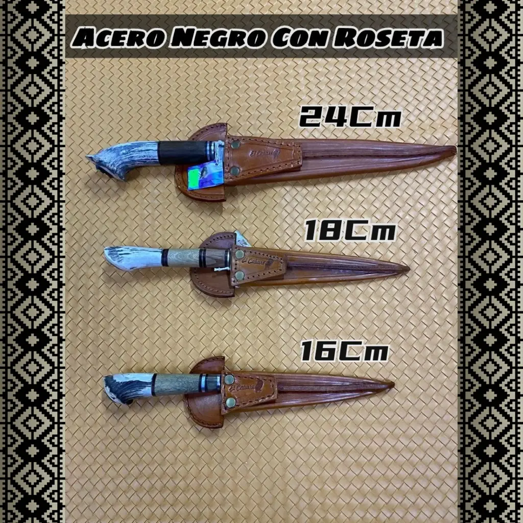 Cuchilla Acero Negro con Roseta (Madera y Asta)
