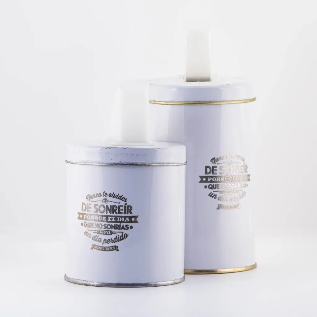 envases de hojalata yerba y azúcar con logo grabado a laser o sublimado
