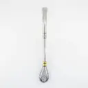 art. 950 Bombilla Malón Acero Inoxidable caño largo redondo con virola de bronce y pico de loro