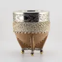 Mate Imperial de cuero vaqueta tejido calabaza con virola y doble fleje de acero inoxidable con bolitas (pie y cuello)