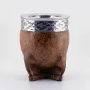 art. m023 Mate Imperial de cuero liso calabaza con virola y fleje de acero inoxidable