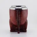 art. m032 Mate Uruguayo de cuero liso calabaza con virola de acero inoxidable